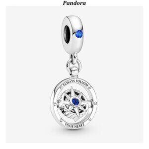Pandora Silver Charm with Blue Gemstone